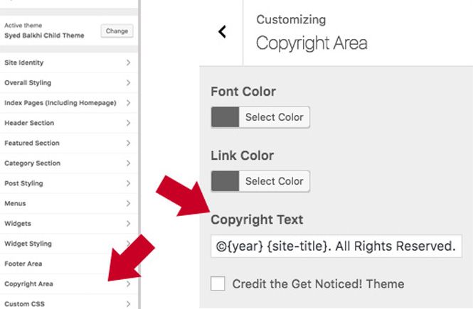 eliminar el link desarrollado por wordpress del footer