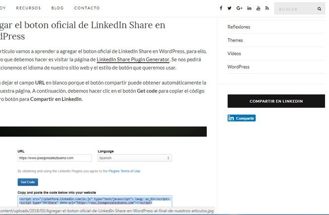 Agregar el boton de linkedin en nuestra sidebar