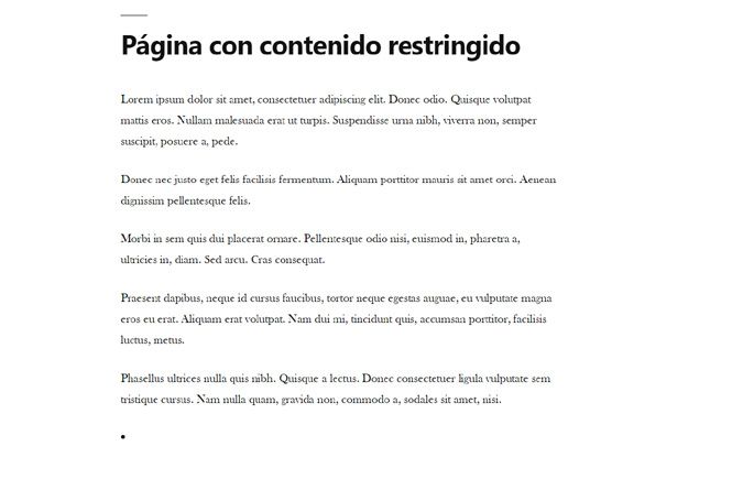 Página con el contenido restringido