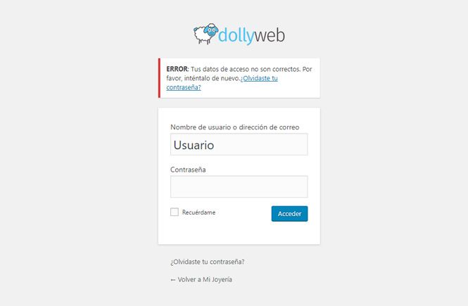 Personalizar el mensaje de error en el login