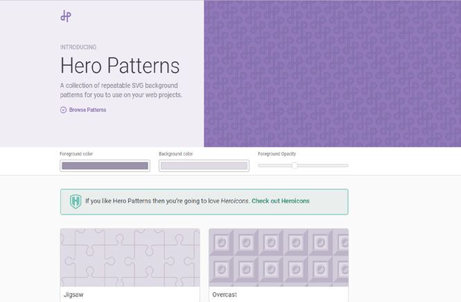 imágenes de patrones como fondos de Hero Patterns